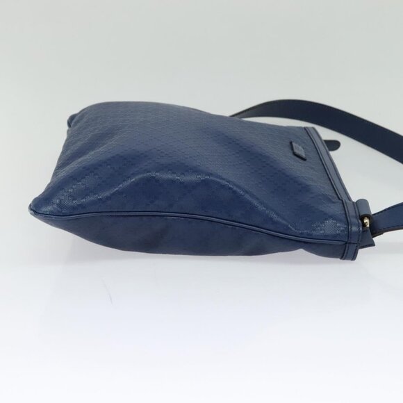 GUCCI Diamante Shoulder Bag Leather Blue Gold - Picture 4 of 16